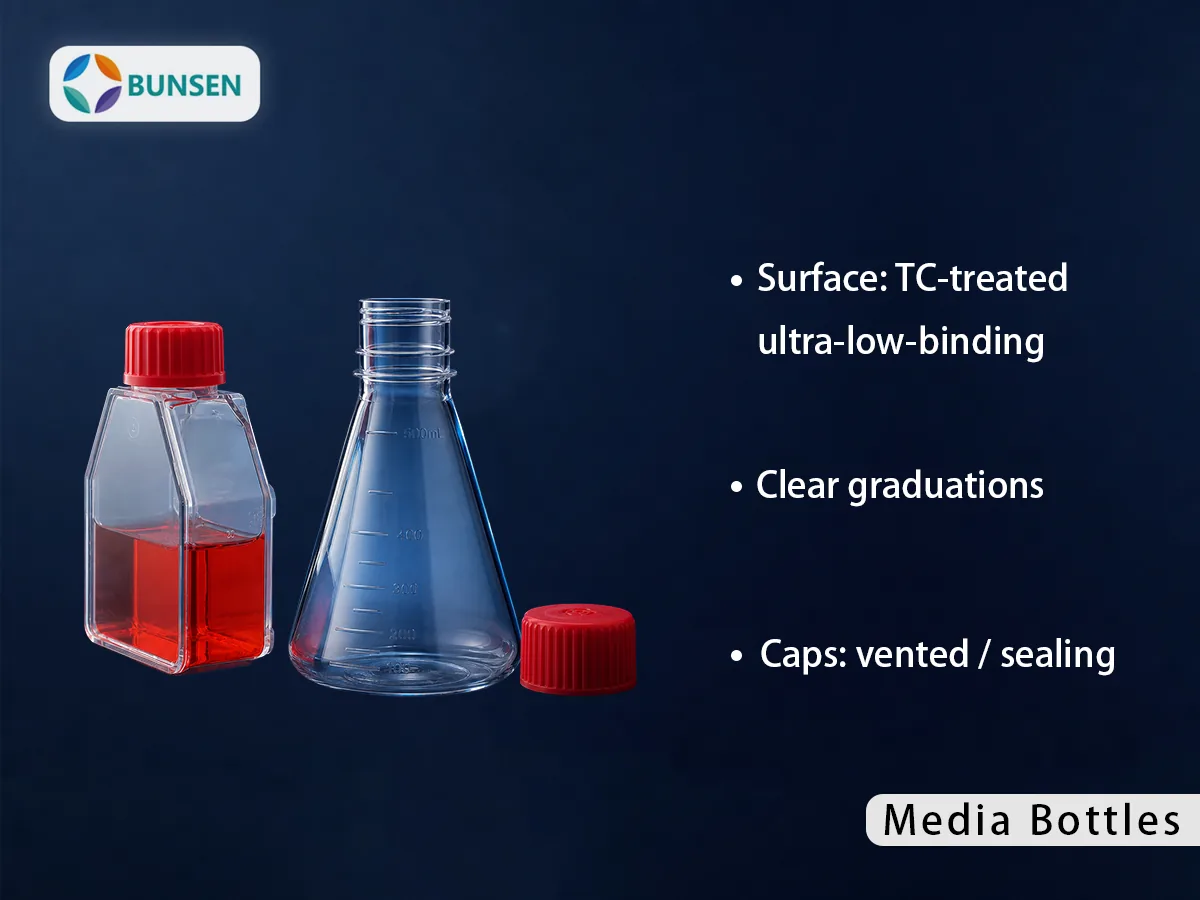 BUNSEN Square media bottles PET/PETG